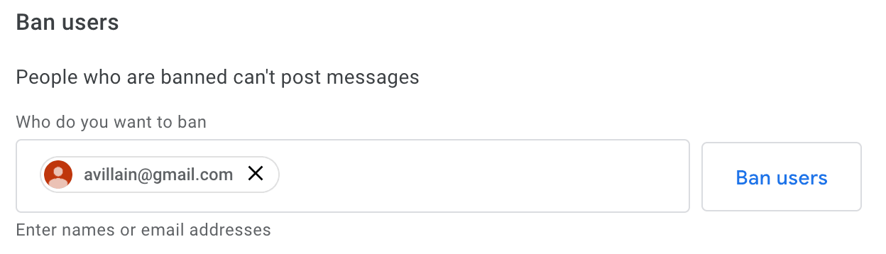 UI for banning a user