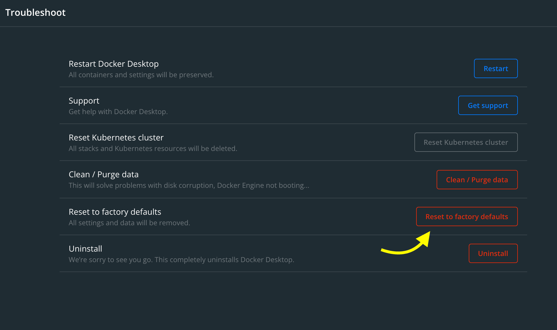 Reset to factory defaults