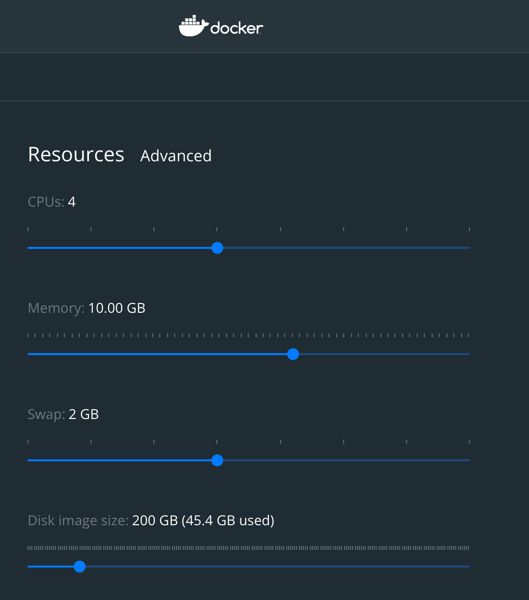 Docker resources on M1