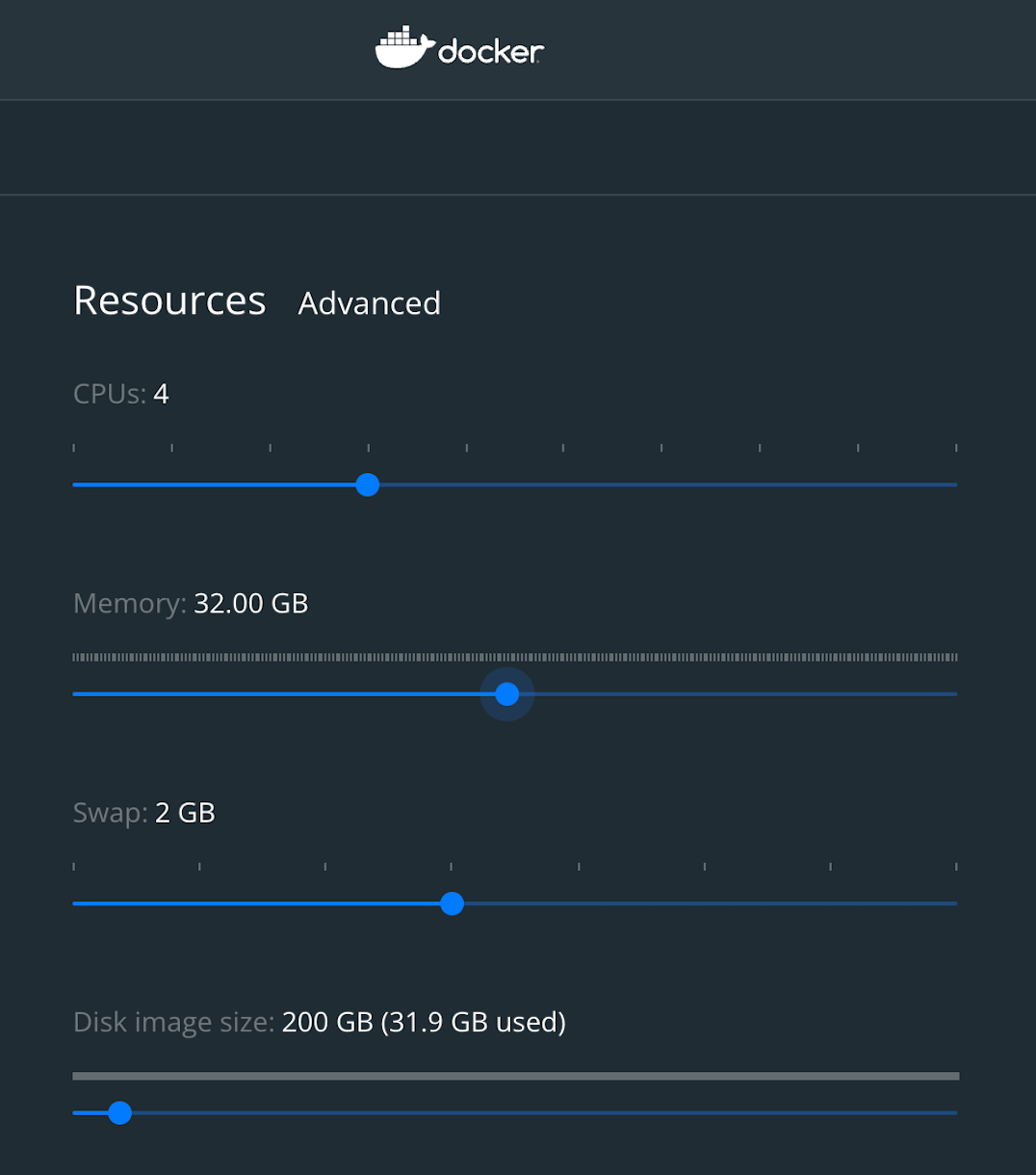 Docker resources on M1 Max