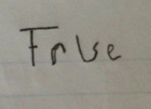 A hand-written true/false superposition