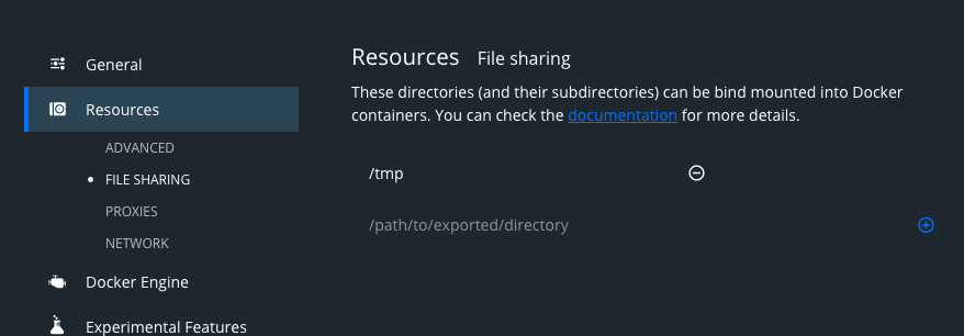A screenshot of the File sharing setting
