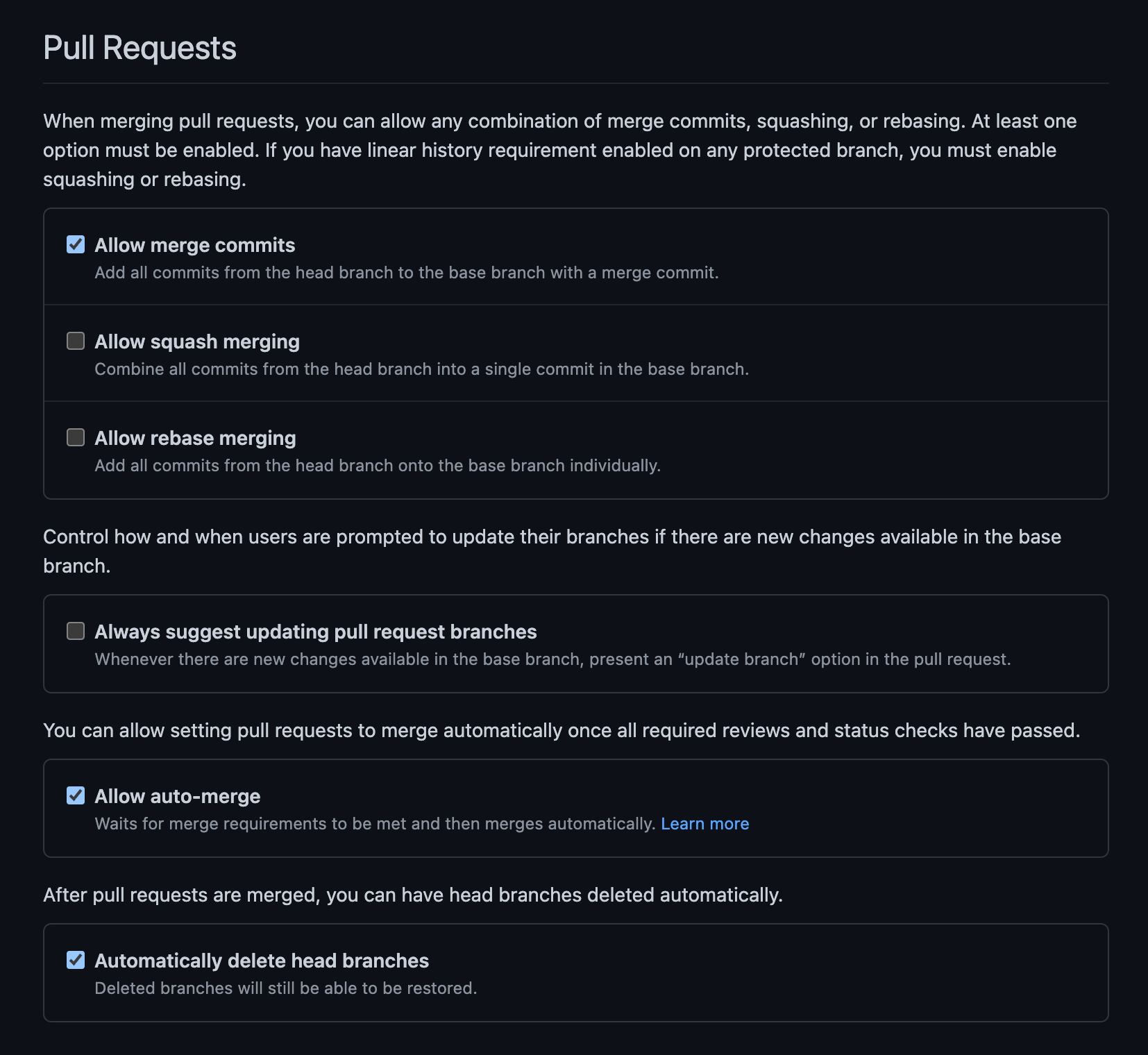 GitHub settings